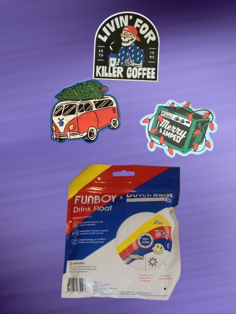 LIMITED EDITION DUTCH BROS COLLECTABLE VINYL STICKER LOT & DRINK FLOAT ~ NEW